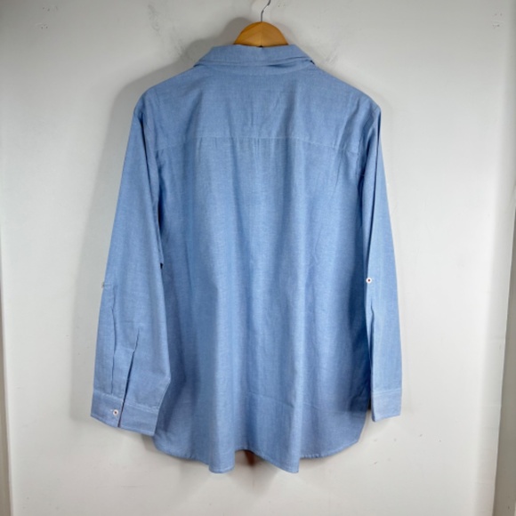 VTG Embroidered Christmas Denim Button Down 2X Candy Cane Gingham Holiday 90s - Picture 4 of 10